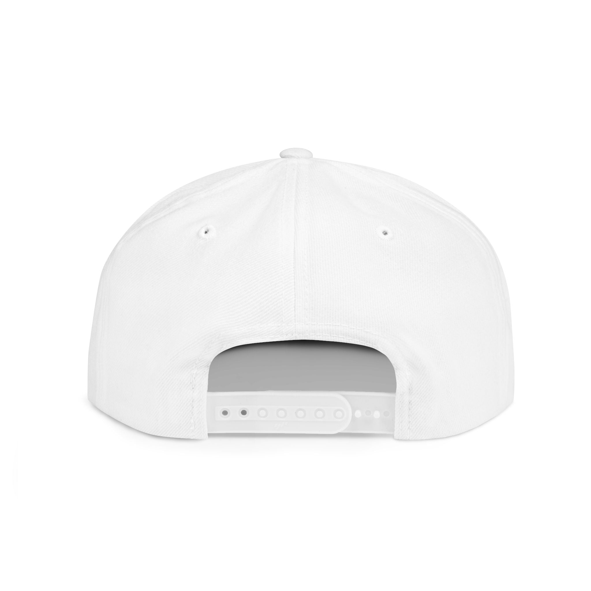 White Flat Bill Snapback Cap with Script Logo — Street Style Adjustable Hat