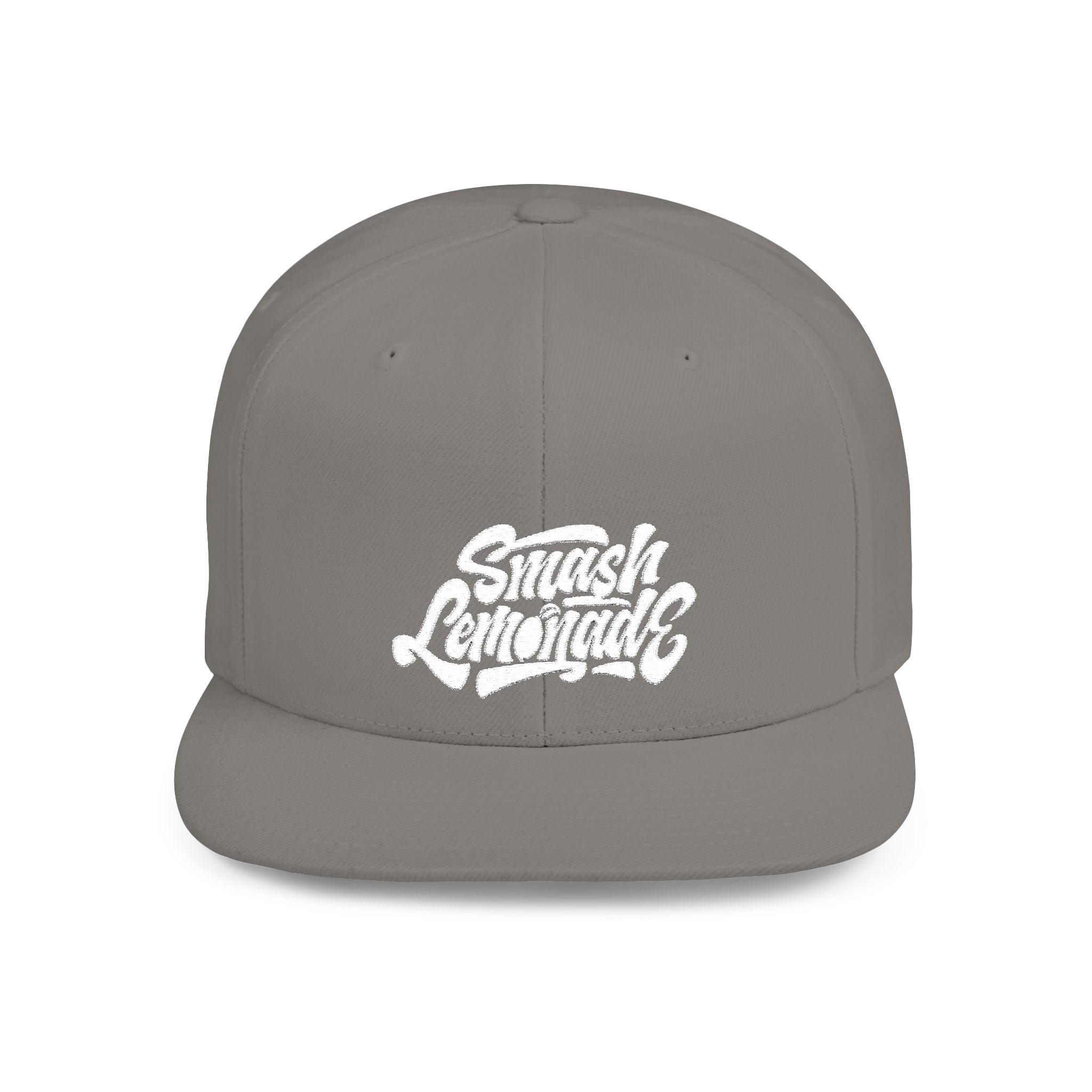 White Flat Bill Snapback Cap with Script Logo — Street Style Adjustable Hat