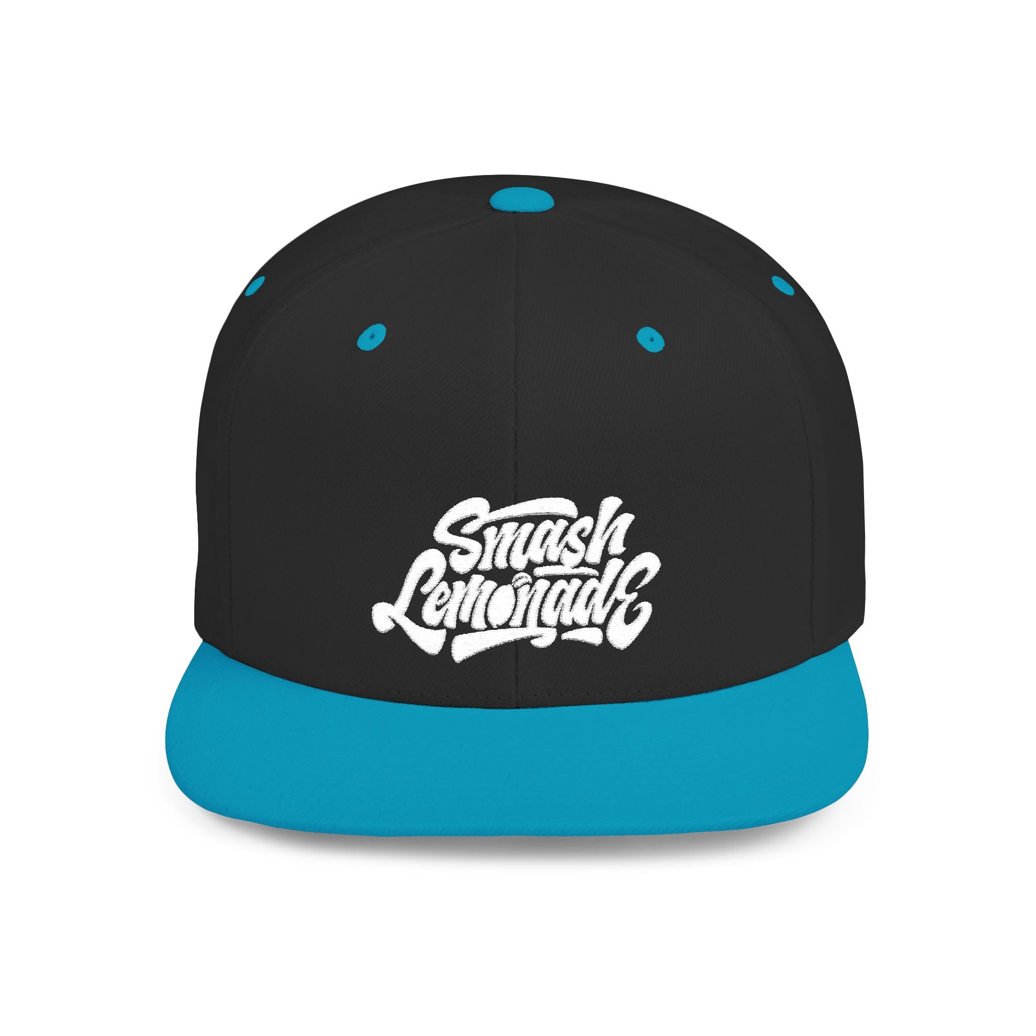 White Flat Bill Snapback Cap with Script Logo — Street Style Adjustable Hat