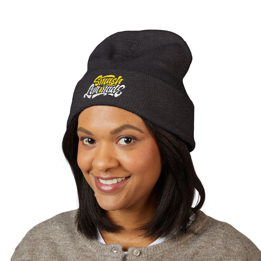 Embroidered "Smash Grounded" Cuffed Beanie — Streetwear Knit Hat