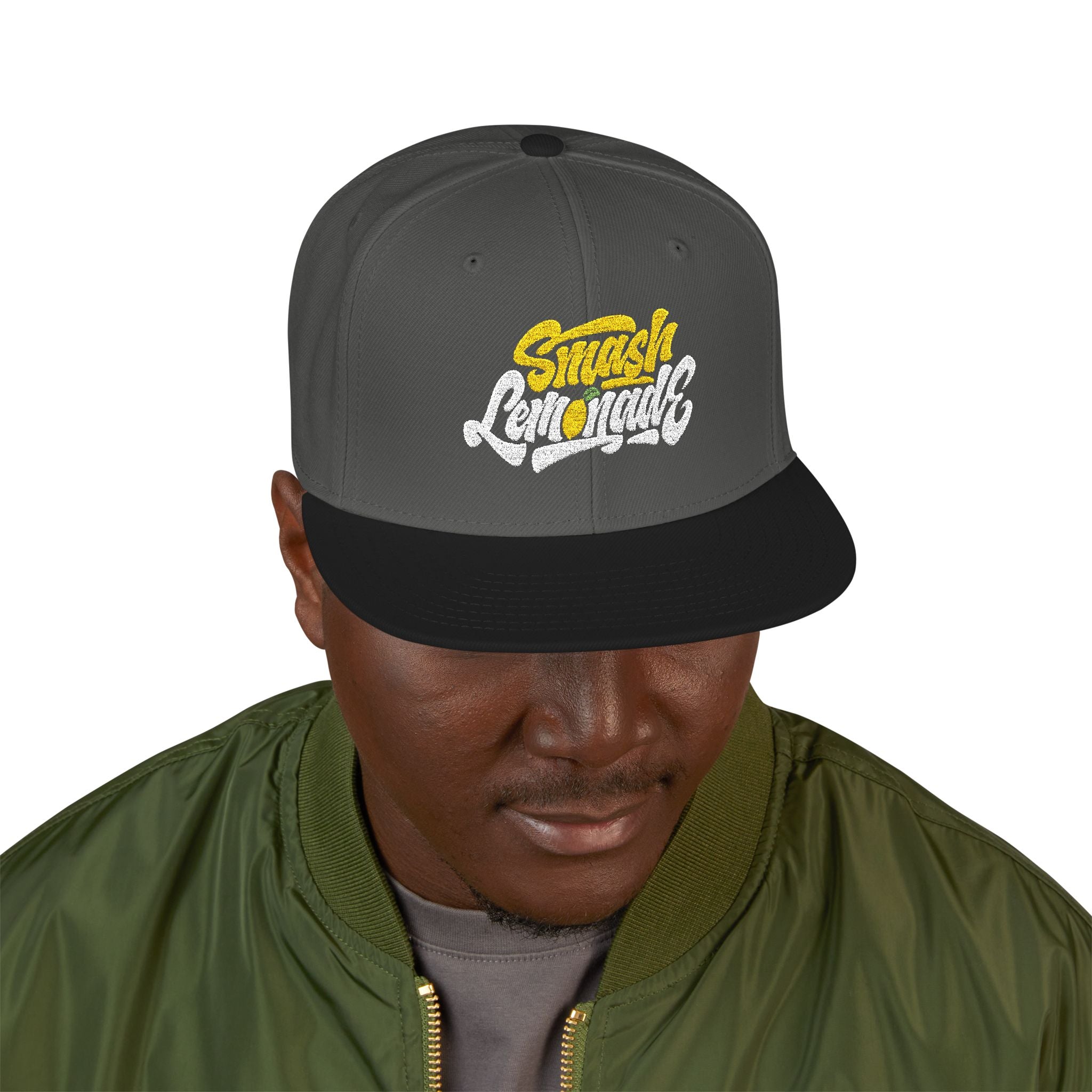 Embroidered Snapback Hat — Street Script Logo Cap