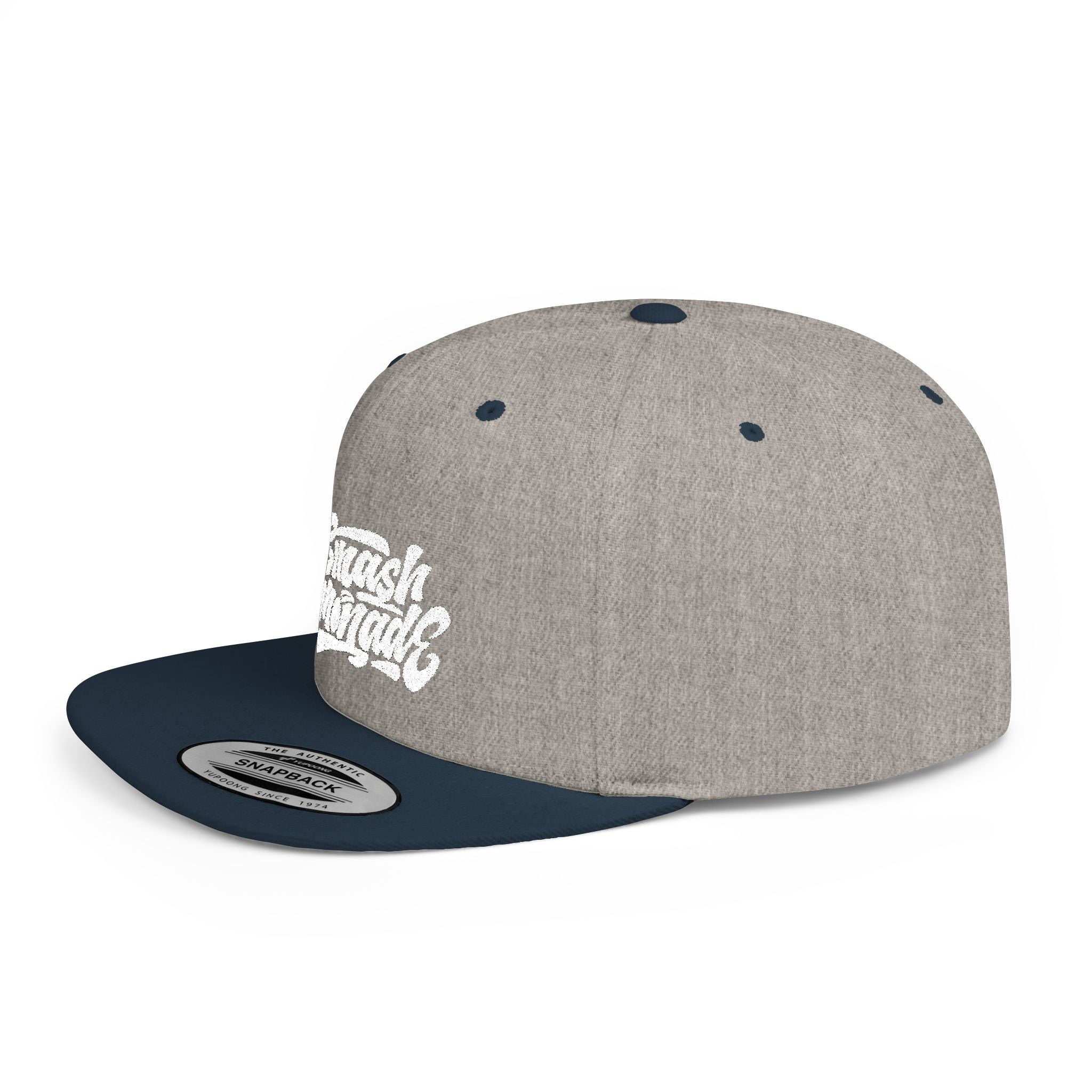 White Flat Bill Snapback Cap with Script Logo — Street Style Adjustable Hat