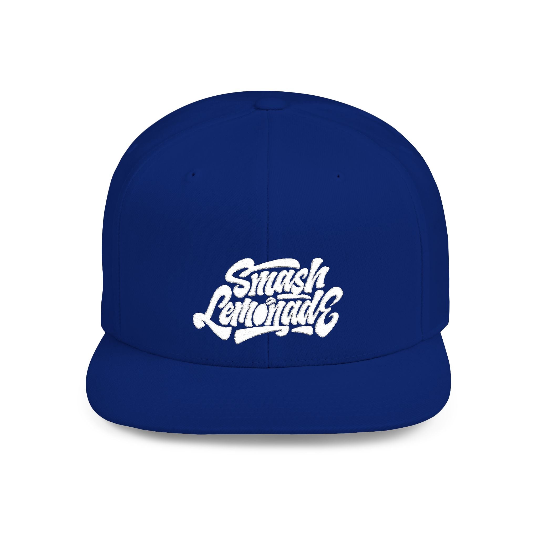 White Flat Bill Snapback Cap with Script Logo — Street Style Adjustable Hat