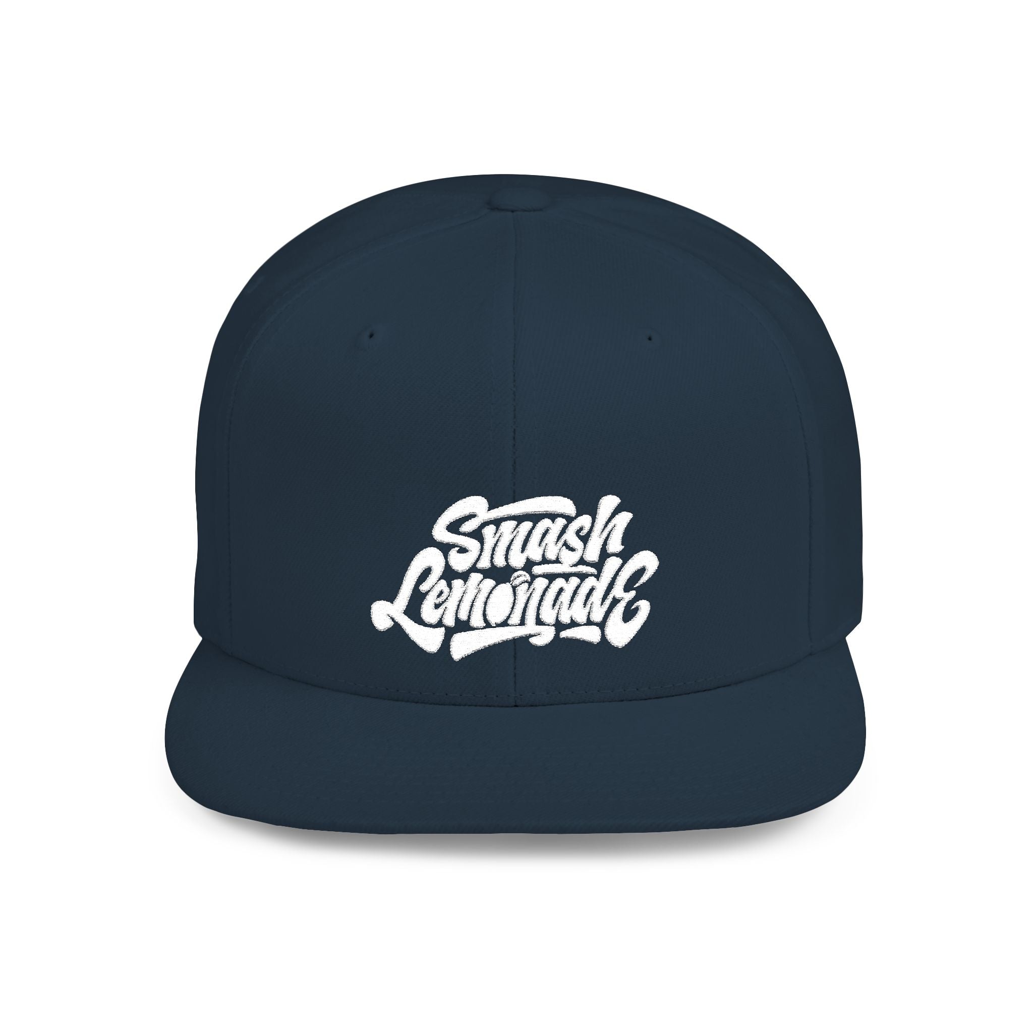 White Flat Bill Snapback Cap with Script Logo — Street Style Adjustable Hat