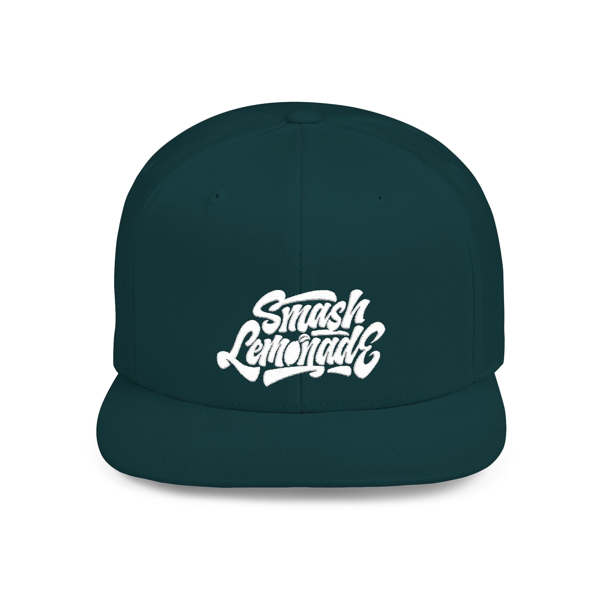 White Flat Bill Snapback Cap with Script Logo — Street Style Adjustable Hat