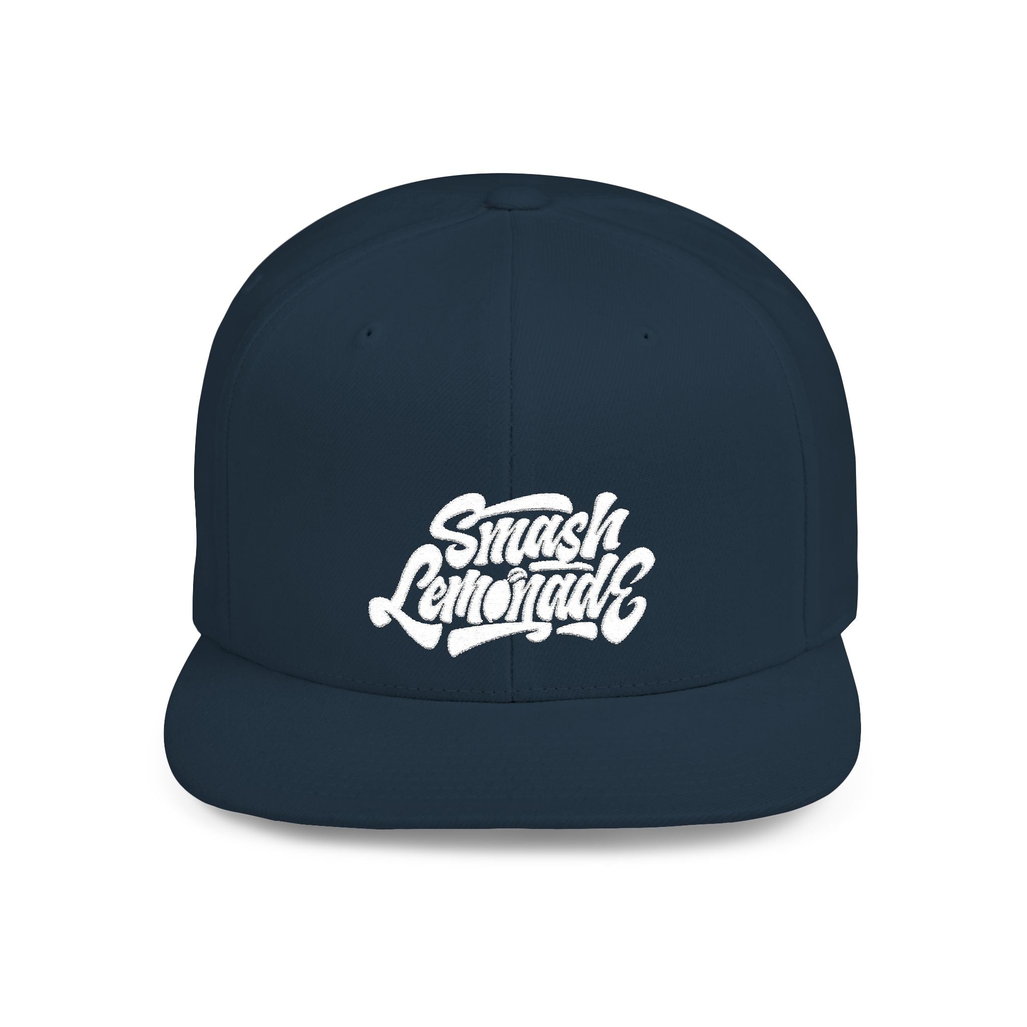 White Flat Bill Snapback Cap with Script Logo — Street Style Adjustable Hat