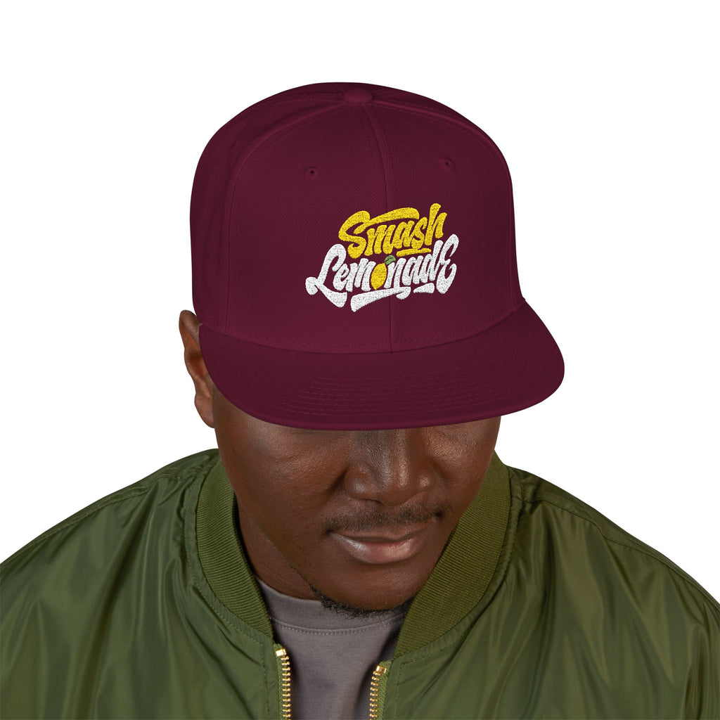 Embroidered Snapback Hat — Street Script Logo Cap