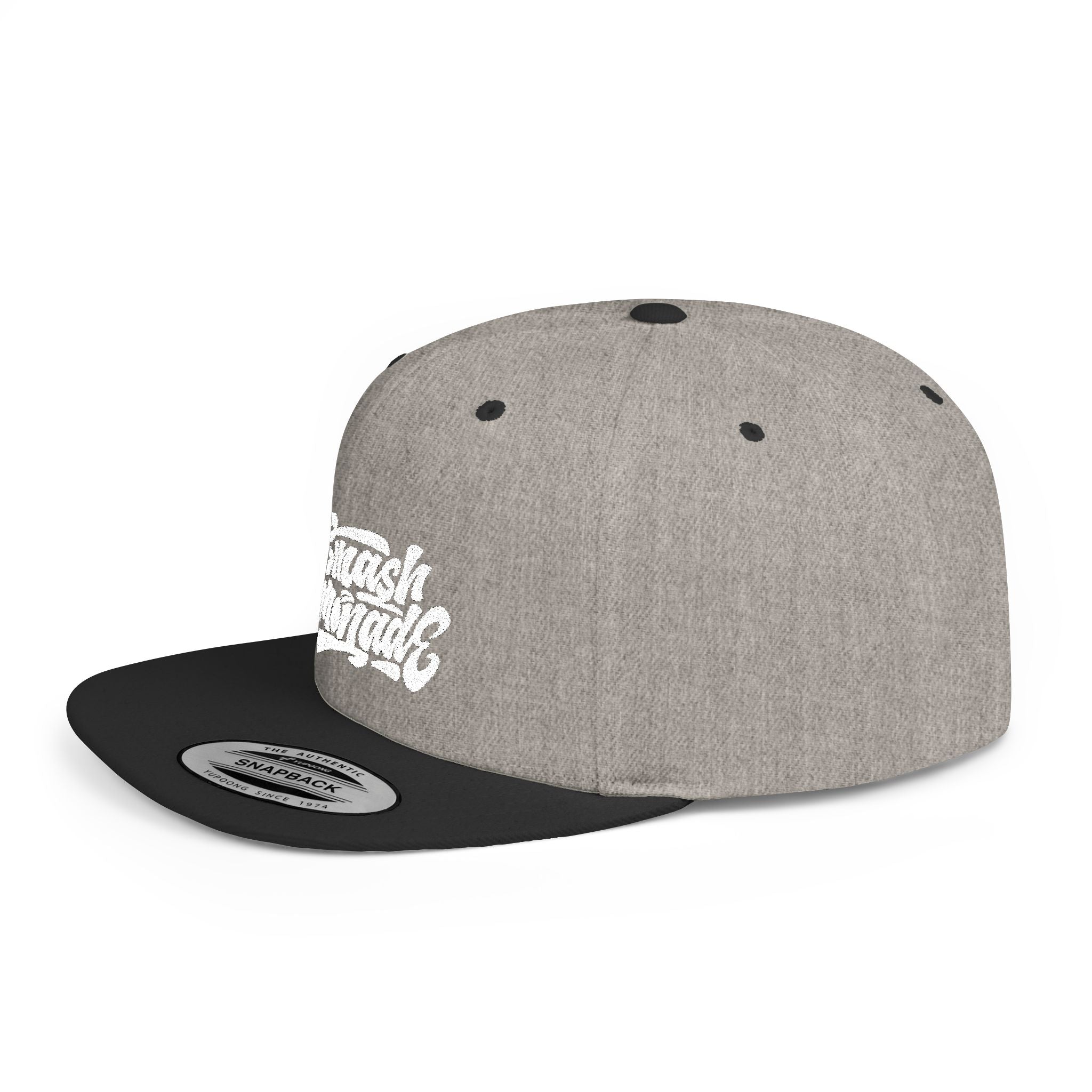 White Flat Bill Snapback Cap with Script Logo — Street Style Adjustable Hat