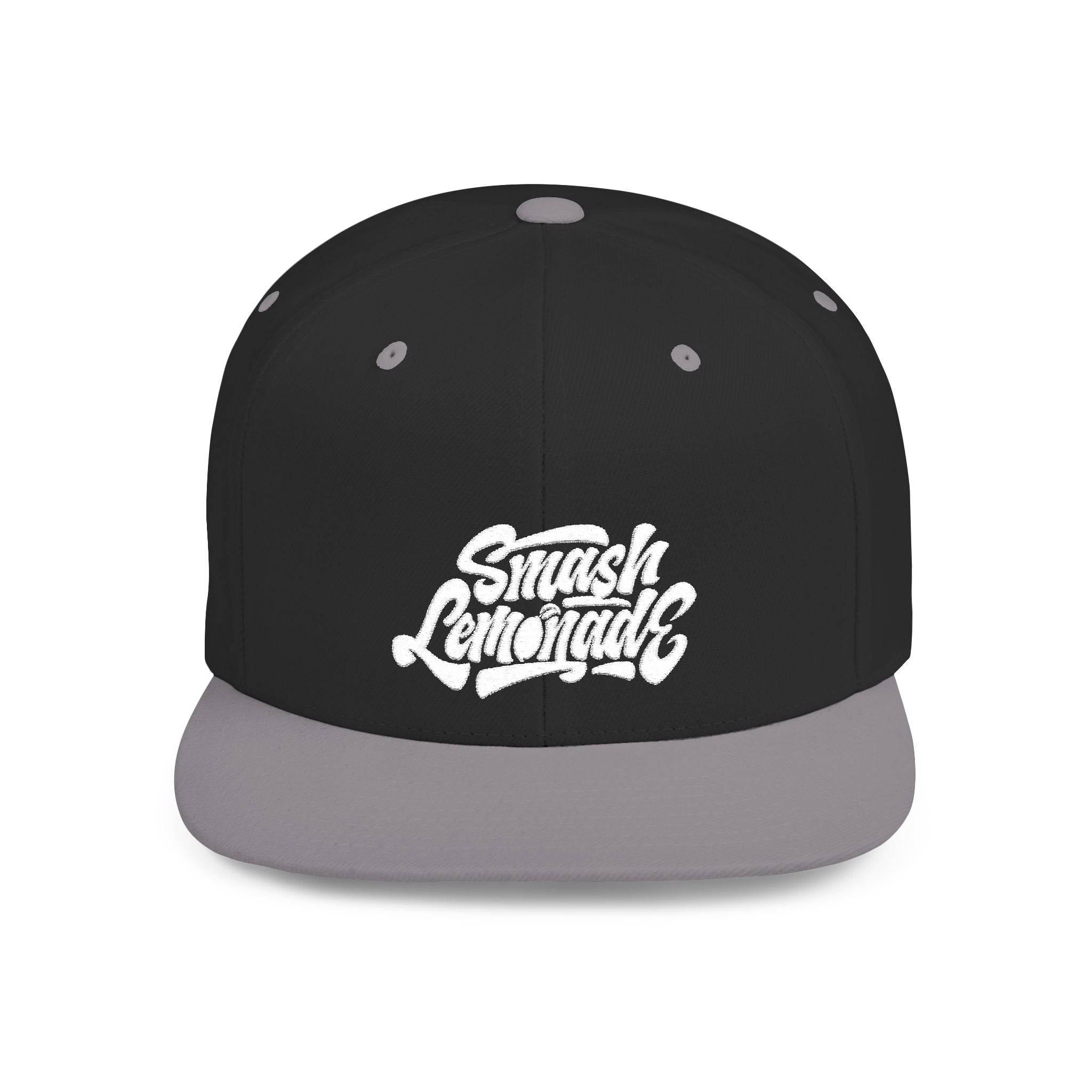 White Flat Bill Snapback Cap with Script Logo — Street Style Adjustable Hat