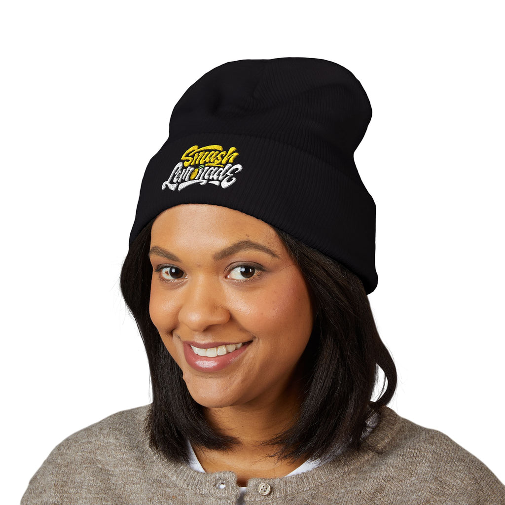 Embroidered "Smash Grounded" Cuffed Beanie — Streetwear Knit Hat
