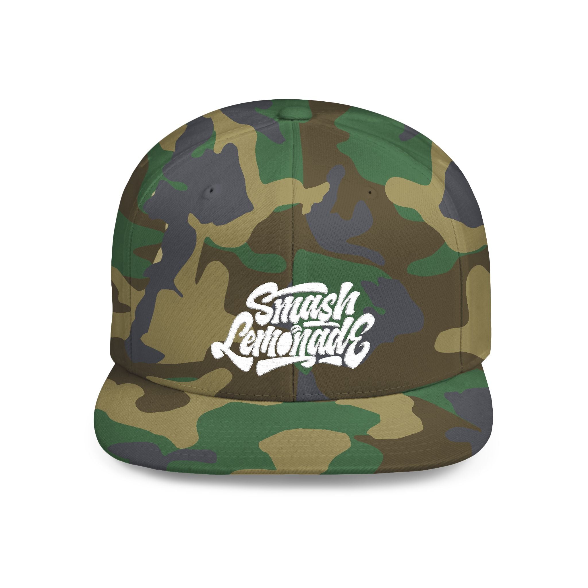 White Flat Bill Snapback Cap with Script Logo — Street Style Adjustable Hat